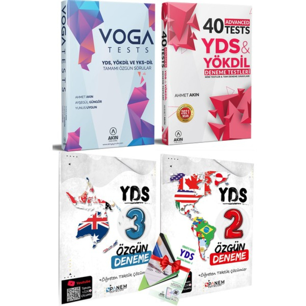 Akın Dil Eğitim 2023 Akın Dil Voga Tests+40 YDS&yökdil Test+Panem YDS 3 Deneme+Panem YDS 2 Deneme+Tg YDS Deneme YDS Fiyatı