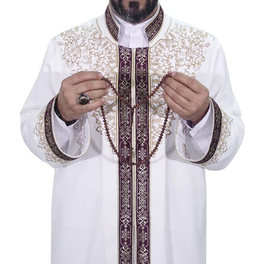 Akıncı Tekstil Şehzade Nakışlı Imam Cübbesi Krem Lüks Erkek Giyim Fiyatı