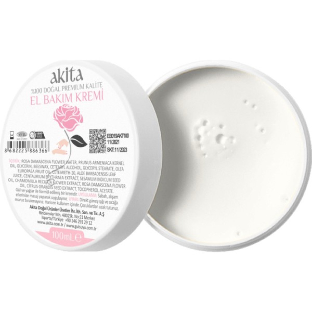 Akita % 100 Doğal El Kremi Gül 100mL El Bakımı Fiyatı