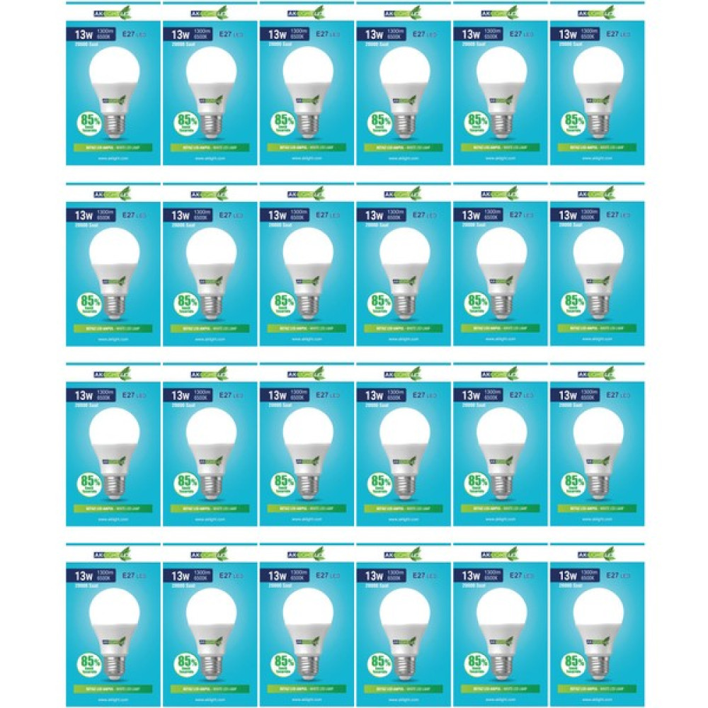 Aklight 13W Beyaz Işık E-27 LED Ampul 1300 Lm 24 Lü Paket Led Aydınlatmalar Fiyatı