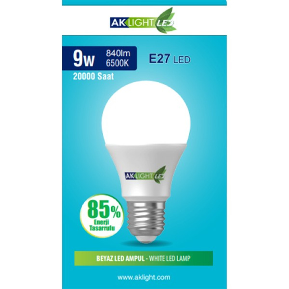 Aklight 9W Beyaz Işık E-27 LED Ampul 840 Lm Led Aydınlatmalar Fiyatı