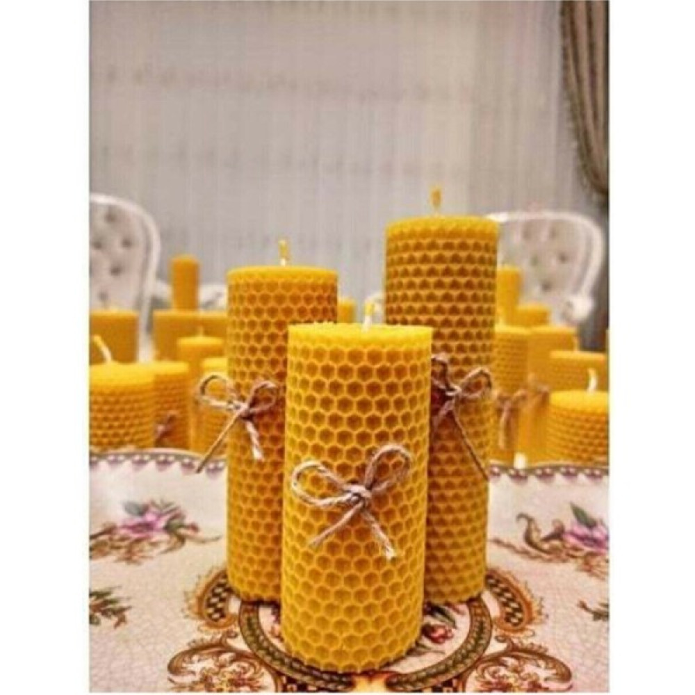 Aklımdasın Balmumu 3 Lü Mum Doğal Petek Tasarım Mum Dekoratif Mum 3 Lü Set - Sarı - 1 Adet Dekoratif Mum Fiyatı