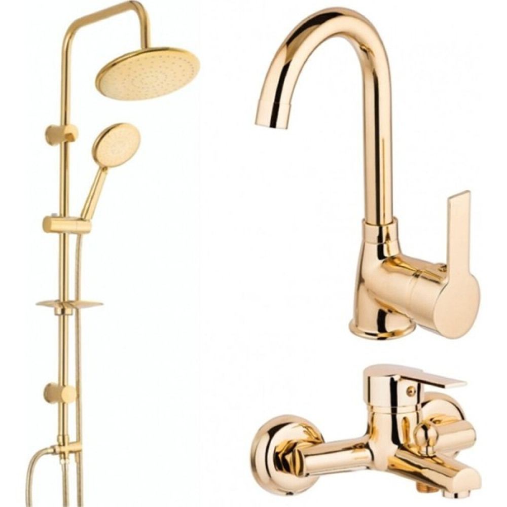 Akm Dekor Gold Banyo Seti - Duş Robotu, Banyo Bataryası, Lavabo Bataryası Duş Seti Fiyatı