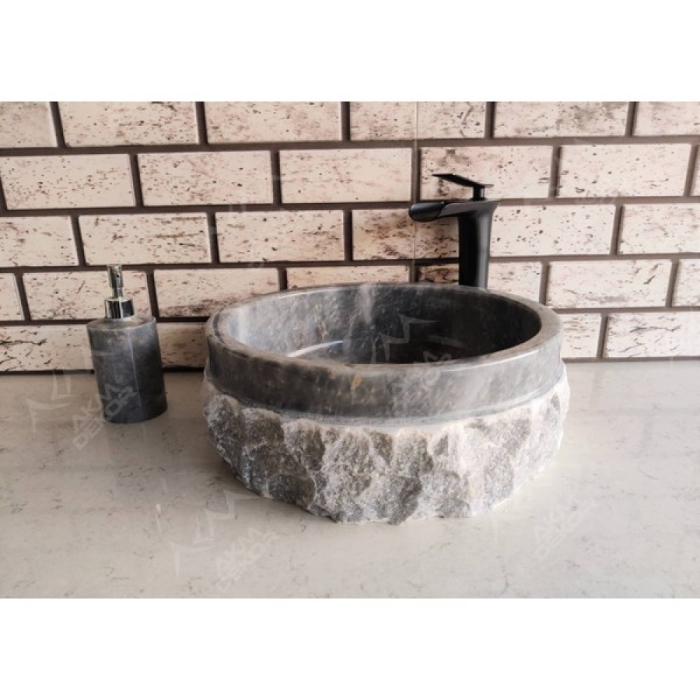 Akm Dekor Grey Natural Patlatma Mermer Lavabo - ÇANAK - Gri Lavabo Fiyatı