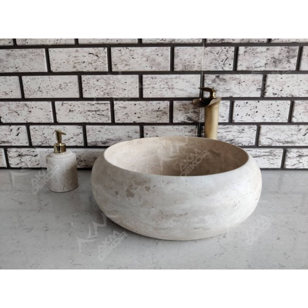 Akm Dekor Traverten Teker Mermer Lavabo - Kahverengi Lavabo Fiyatı