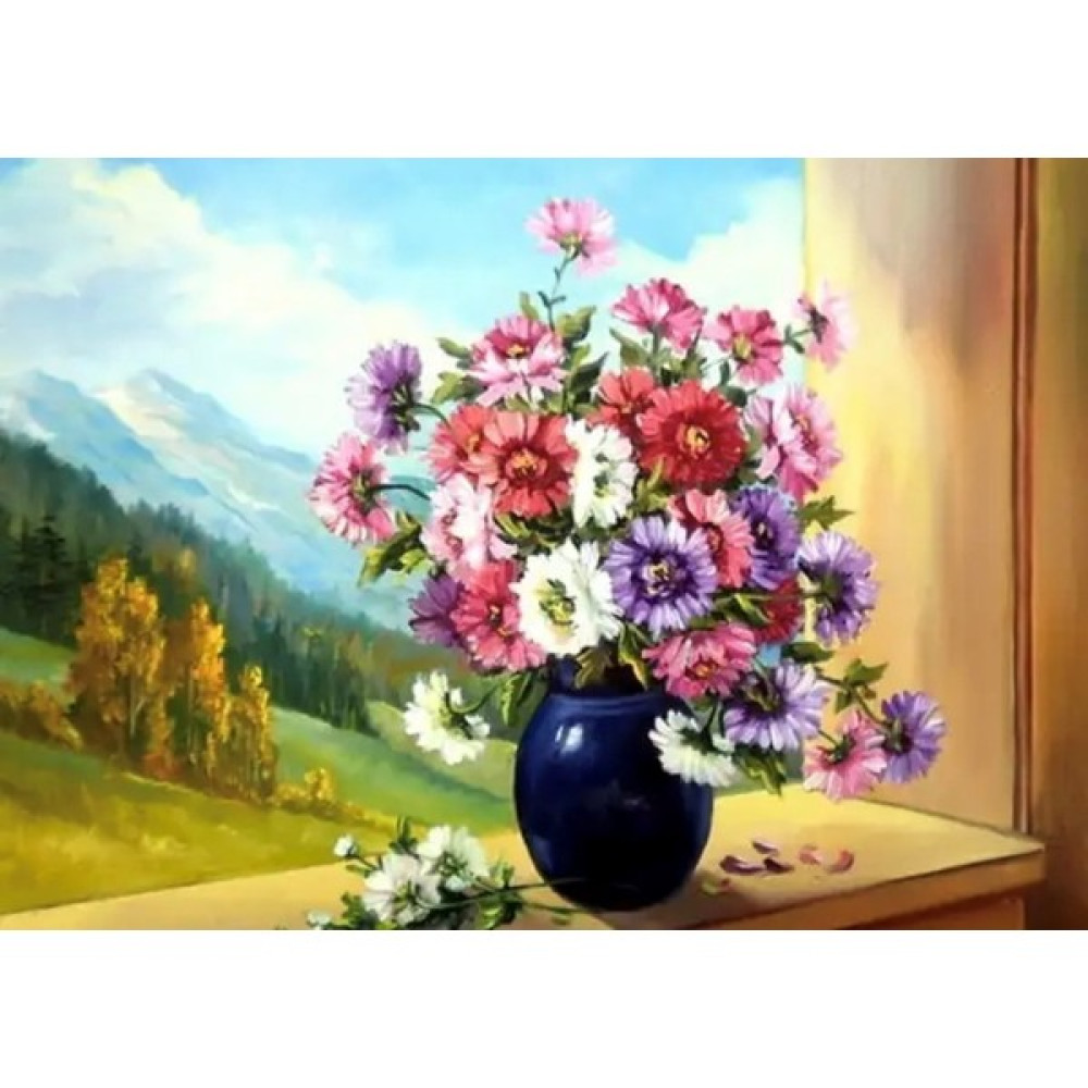 Akmer Sayılarla Elmas Boyama Hobi Seti - Cam Önü Çiçekler 30 x 40 cm Sanatsal Malzemeler Fiyatı