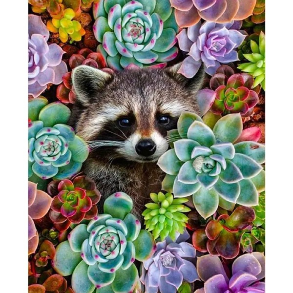 Akmer Sayılarla Elmas Boyama Kendin Yap Hobi Seti - Çiçekler Arasındaki Rakun 30X40 cm - Yeşil Sanatsal Malzemeler Fiyatı