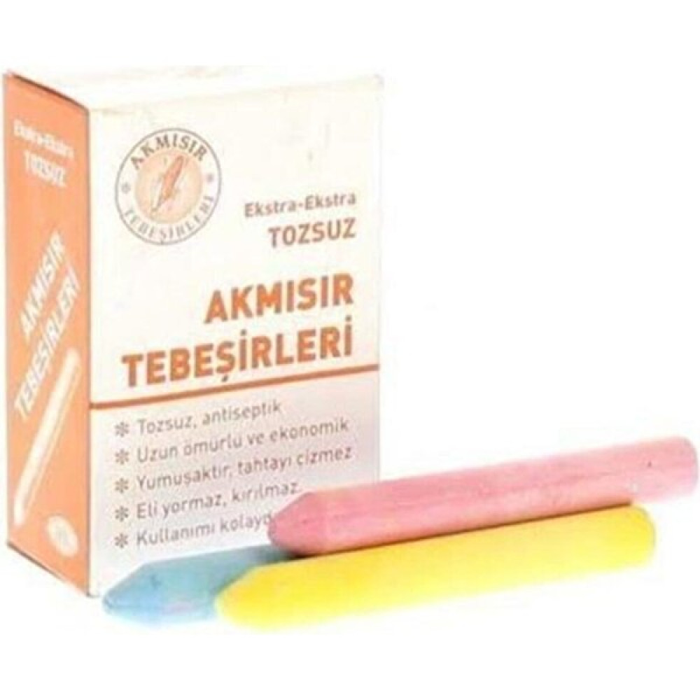 Akmısır Tozsuz Tebeşir Renkli 15'li Tebeşir Fiyatı