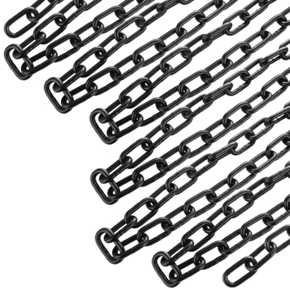 AKOLAFE 19.7 ft Long Black Chain Link 1/4" Heavy Duty Chain Bulk Decorative Chain for Hanging Hammock Chair Metal Porch Swing Chain Kit Carbon Steel Gate Chain for Outdoor Fence, Boxing & Punching Bag