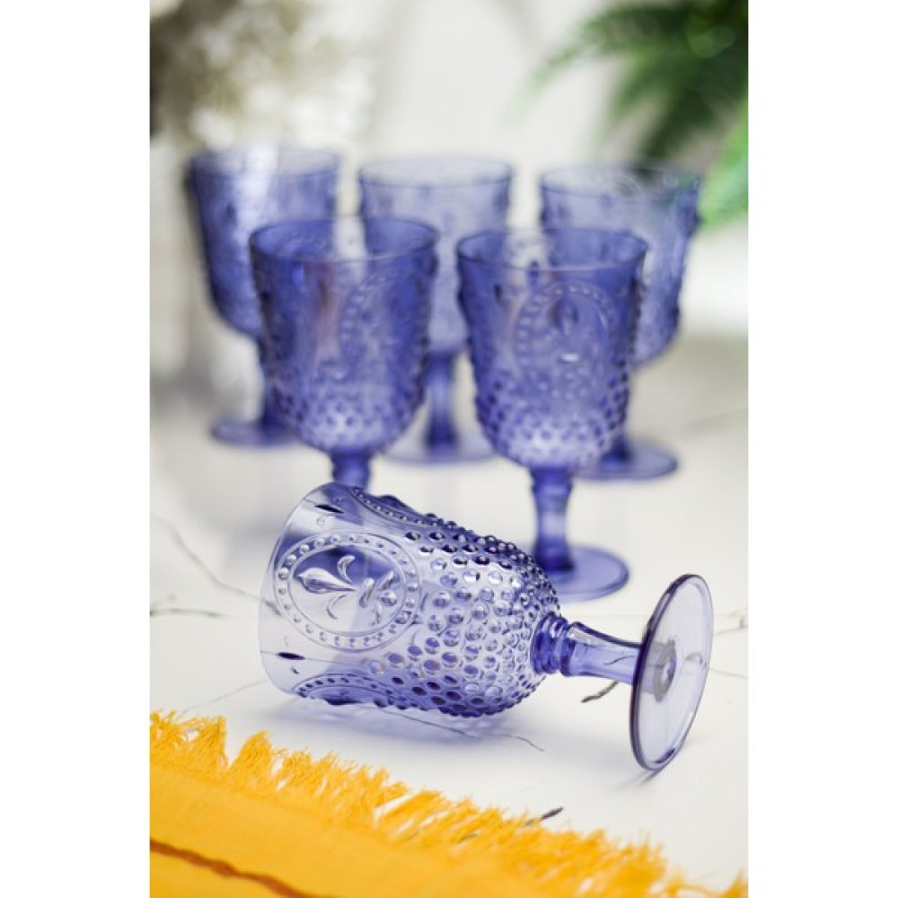 Akrilik Mavi 6'lı Kadeh Su Meşrubat Kahve Yanı Bardağı 450 ml ( Cam Değildir ) Fincan / Bardak / Kahve Takımı Fiyatı