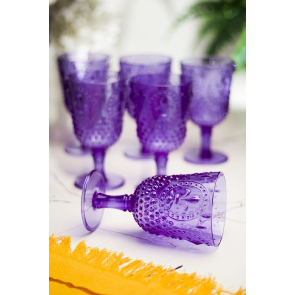 Akrilik Mor 6'lı Kadeh Su Meşrubat Kahve Yanı Bardağı 450 ml ( Cam Değildir ) Fincan / Bardak / Kahve Takımı Fiyatı