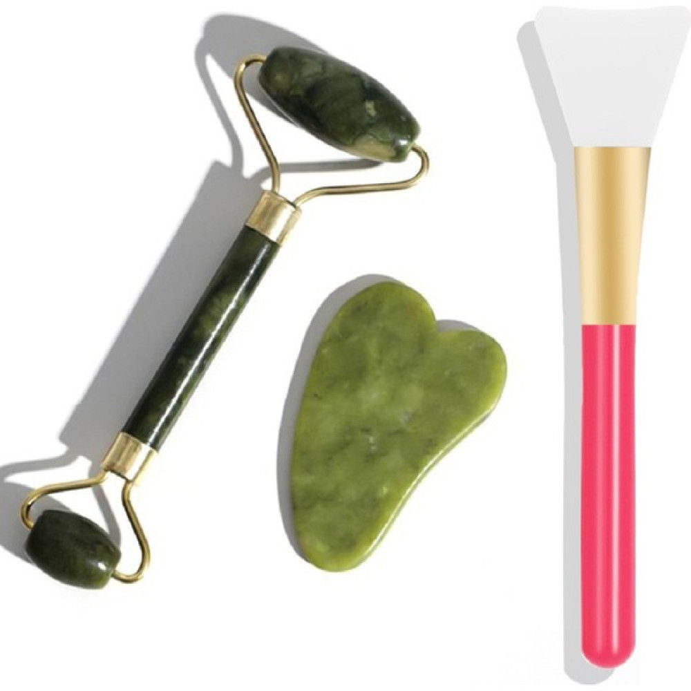 Aks Kozmetik 3'lü Set+ Yeşim Taşı +Kalp Gua Sha Yüz Bakım Taşı+Silikon Maske Sürme Spatulası Masaj Cihazları Fiyatı