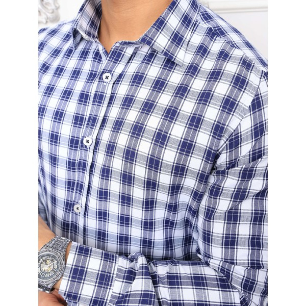 Akşahin Collection Aksahin Collection Lacivert Beyaz Kareli Pamuklu Ekose Regular Fit Dört Mevsim Hediye Kutulu Uzun Kollu Erkek Gömlek Erkek Gömlek Fiyatı