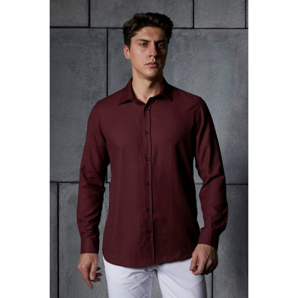 Akşahin Collection BORDO PAMUKLU REGULAR FİT DÖRT MEVSİM HEDİYE KUTULU UZUN KOLLU KLASİK ERKEK GÖMLEK Erkek Gömlek Fiyatı