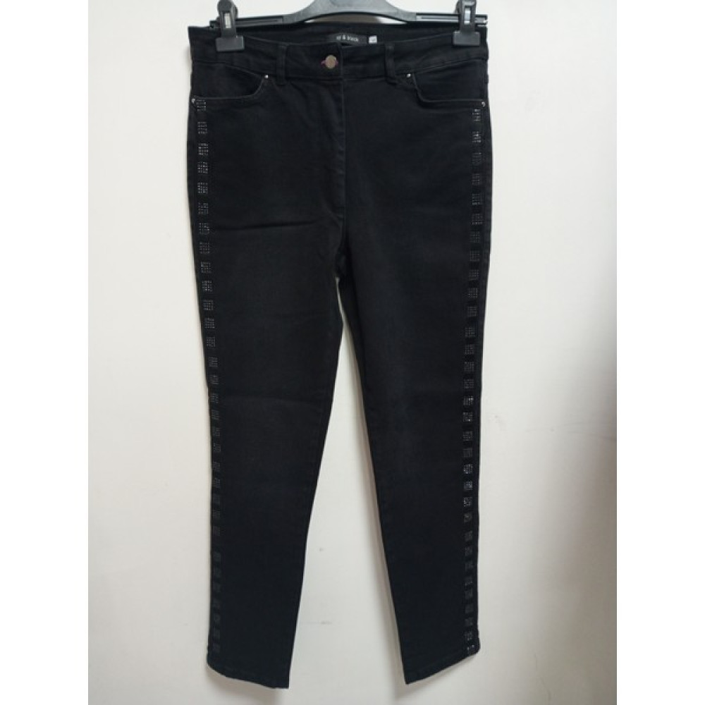 Akşen Giyim Büyük Beden Full Likralı Yüksek Bel Yanları Taşlı Boru Paça Taşlanmış Siyah Renk Kot/jeans Pantolon Kadın Pantolon Fiyatı