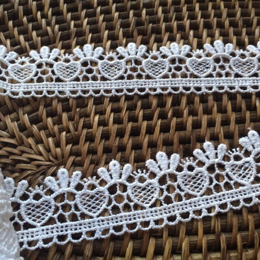 Aksesuar Kalp Desenli Dantel Kenar Güpür/dantel Süsleme Malzemesi/dantel Şerit En 3 cm 10 Metre - 1 Beyaz Oyun & Hobi Fiyatı