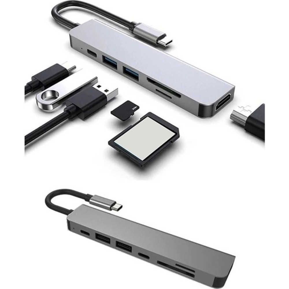 Aksesuarcı Macbook Pro Huawei Dell Uyumlu Type C To 4K Hdmı+Usb3.0+Sd/tf+Pd+Type-C, Taşınabilir 7in1 Adaptör Bilgisayar Çevirici ve Adaptörü Fiyatı