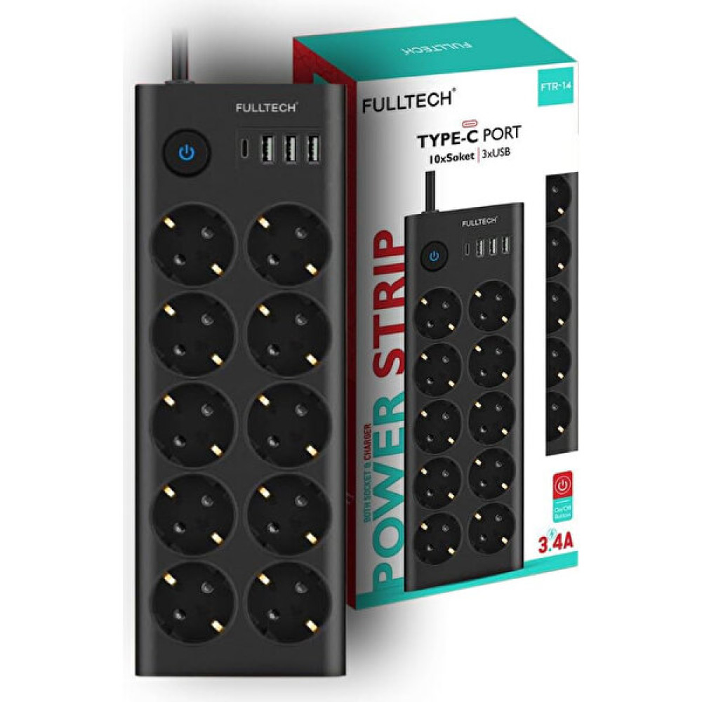 Aksesuarcı Type-C Port Girişli Akım Korumalı 10'lu Priz, 3 Usb, 1 Type-C Giriş, Isıya Dayanıklı, Ftr-14 Prizler Fiyatı