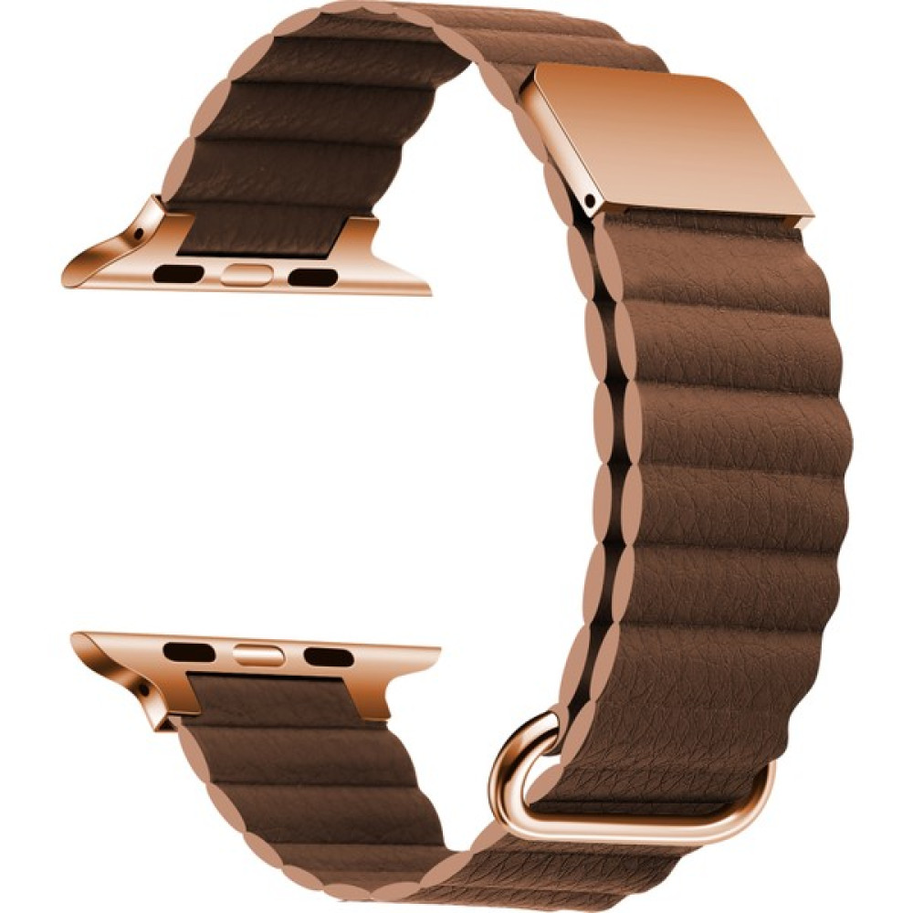 AKSESUARIZM Apple Watch Ultra 49MM Uyumlu Kordon Pu Deri Baklalı Manyetik Metal Tokalı Premium Kayış - Kahverengi Giyilebilir Teknoloji Aksesuarları Fiyatı