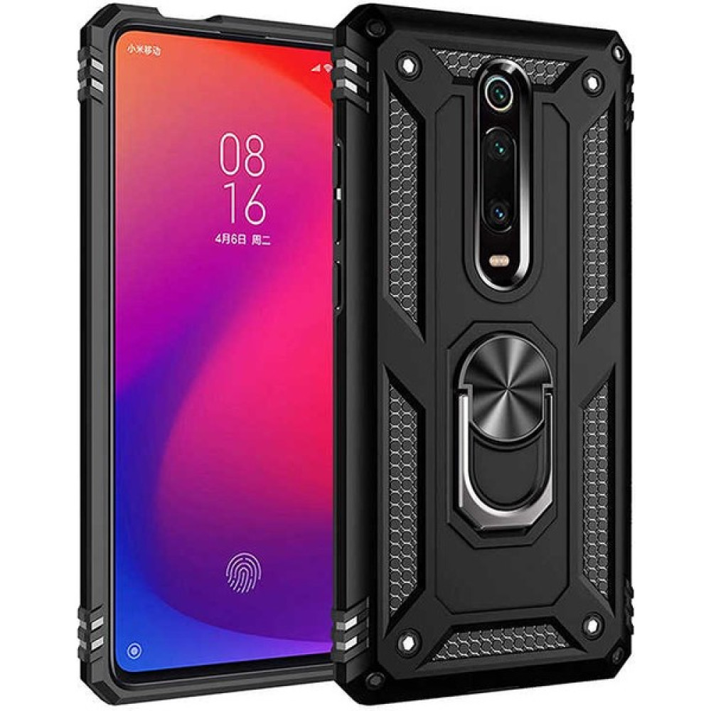 AKSESUARIZM Xiaomi Mi 9t Pro Kılıf Yüzüklü Mıknatıslı Standlı Zırh Paladin Tank Silikon Koruma Kapak - Siyah Cep Telefonu Kılıfı Fiyatı