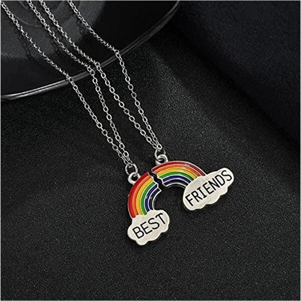 Aksesuarone Gökkuşağı Best Friends Kolye Arkadaşlık Kolye Zincirli Hediyelik Bff Kolye - Beyaz Bijuteri Kolye Fiyatı