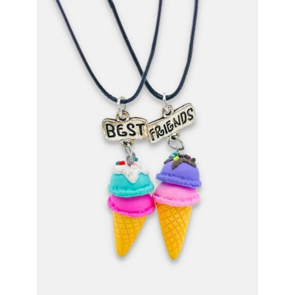 Aksesuarone Külah Dondurma Best Friends Bff 2li Hediyelik Kolye Arkadaşlık Kolyeleri - Gümüş - Renkli Bijuteri Kolye Fiyatı