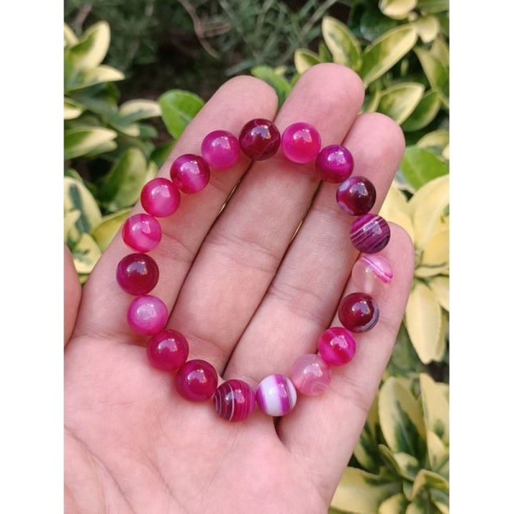 Aksesuarone Pembe Akik Doğal Taş Bileklik 8 mm - Açık Pembe Saat ve Bileklik Aksesuarı Fiyatı