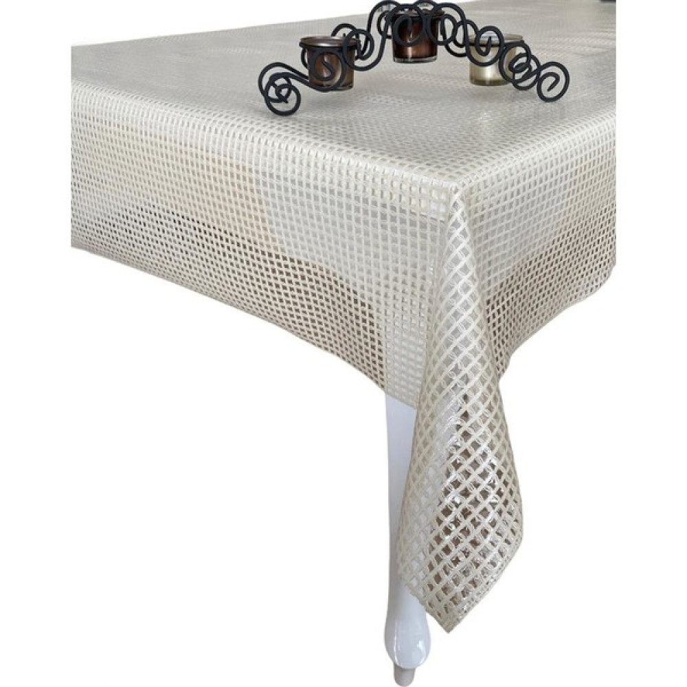 Aksu Mefruşat Şeffaf Kaplamalı Örgü Hasır Desenli Pvc Muşamba Masa Örtüsü Krem - 140 x 200 cm Masa Örtüsü Fiyatı