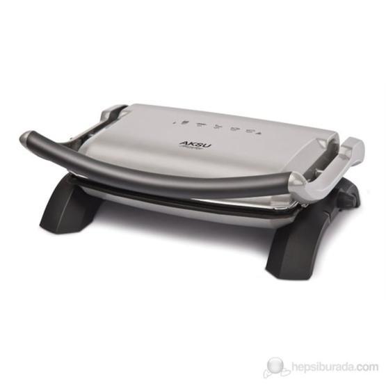Aksu T28 1800 W 6 Adet Pişirme Kapasitesi Çift Taraflı Plakalı Izgara ve Tost Makinesi Gri