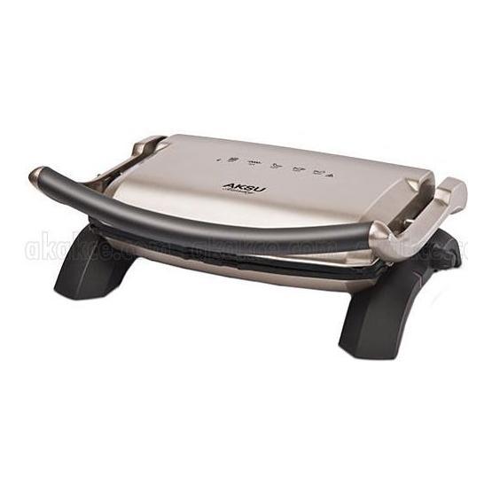 Aksu T28 1800 W 6 Adet Pişirme Kapasitesi Çift Taraflı Plakalı Izgara ve Tost Makinesi Gri