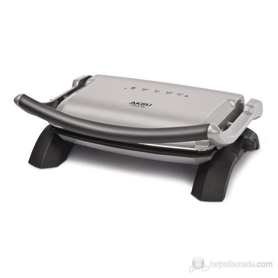 Aksu T28 1800 W 6 Adet Pişirme Kapasitesi Çift Taraflı Plakalı Izgara ve Tost Makinesi Gri