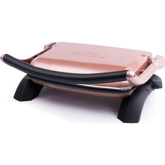 Aksu T28E 1800 W 6 Adet Pişirme Kapasitesi Granit Çıkarılabilir Plaka Izgara ve Tost Makinesi Gold-Rose