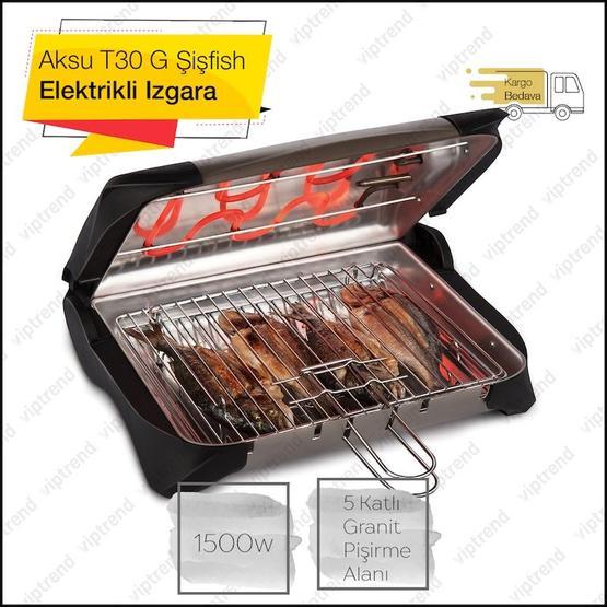 Aksu T30G Şiş Fish Granit Elektirikli Izgara Makinesi