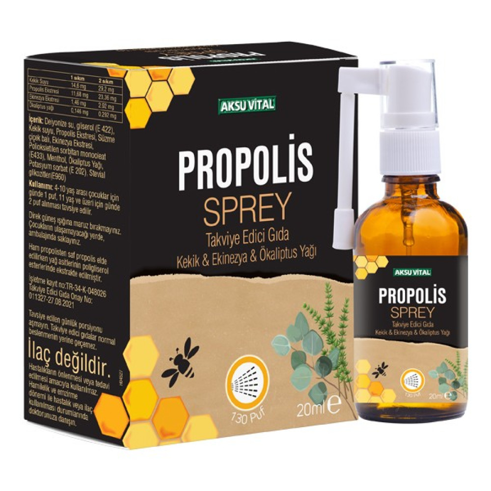 Aksuvital Propolis Sprey Kekik - Ekinezya - Okaliptus Yağı 20 ml Ağız Gargara ve Spreyi Fiyatı