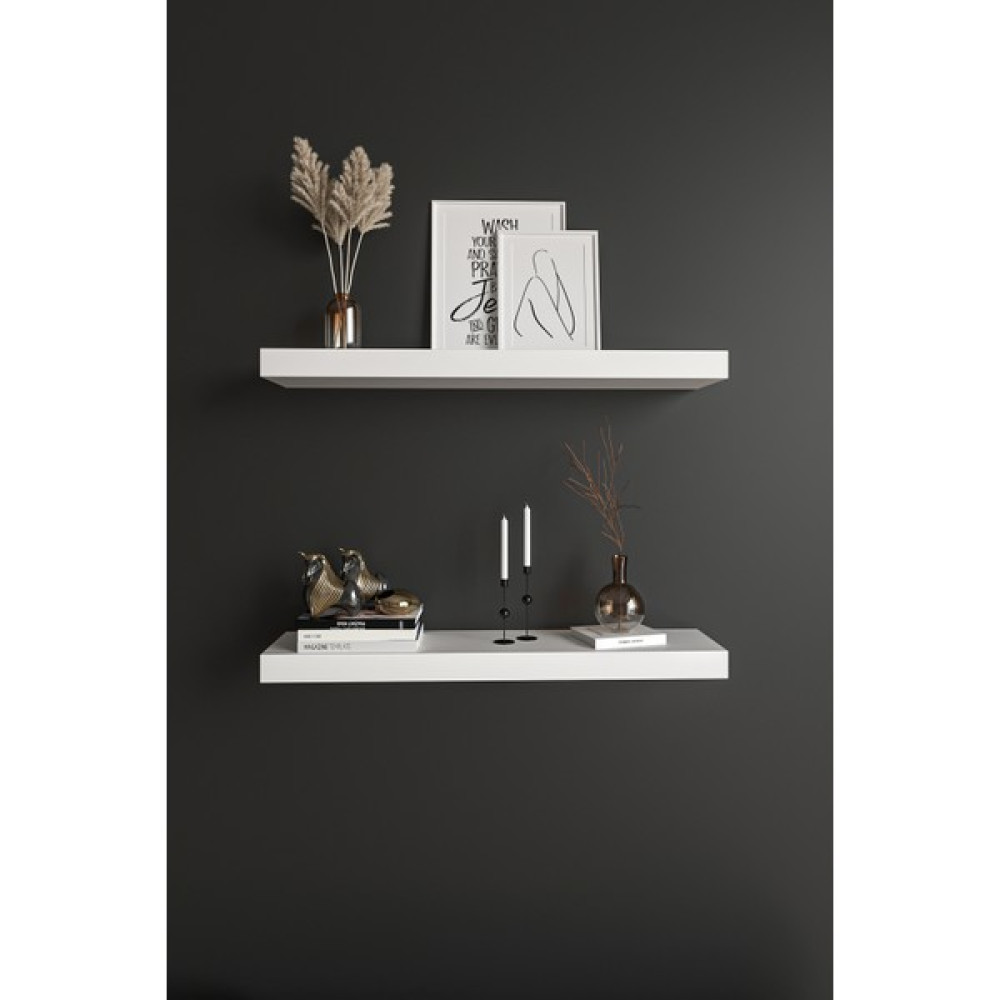 Akt Home 2'li Duvar Rafı Uçan Raf Dekoratif Raf (50X12) - Beyaz Kitaplık - Duvar Rafı & CD / DVD Rafı Fiyatı