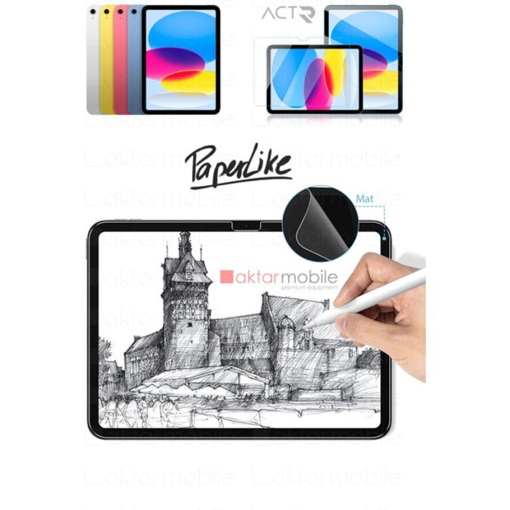 AktarMobile Apple iPad 10. Nesil 2022 10.9" Uyumlu Paper Like Ekran Koruyucu Nano Kırılmaz Kağıt Hissi Mat Yüzey - iPad 10. Nesil 10.9" - Siyah Tablet Aksesuarı Fiyatı