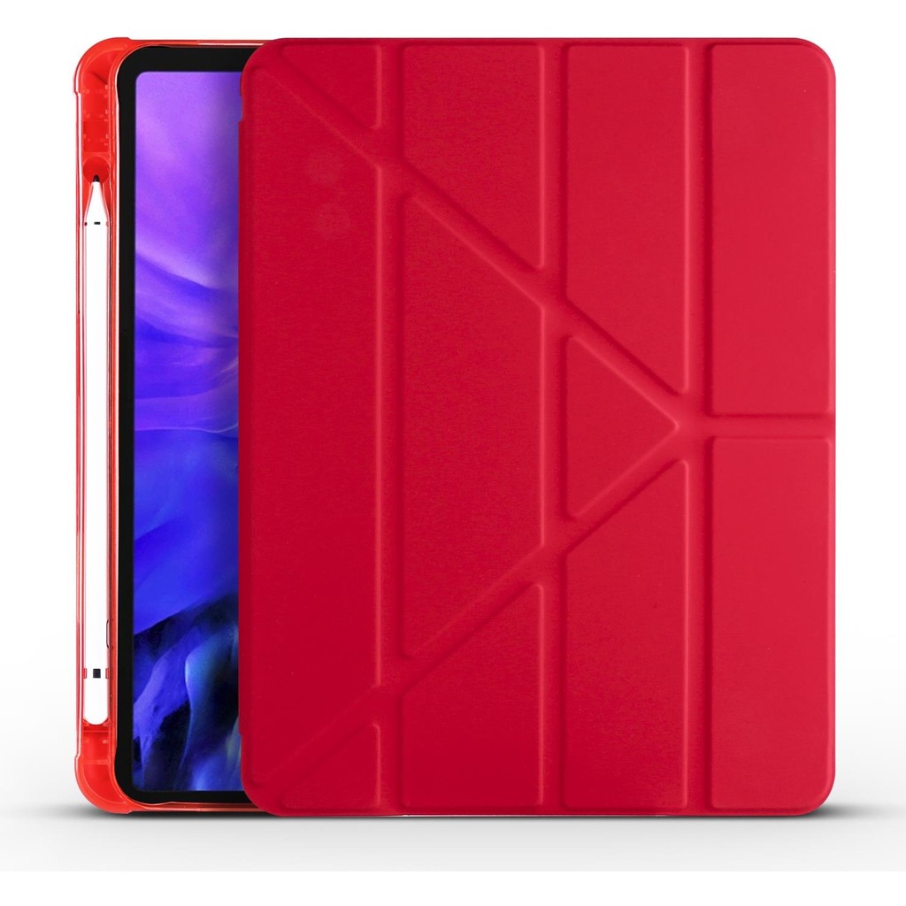 Aktarmobile Apple iPad Pro 11 2021 3. Nesil Kılıf Kalem Bölmeli Premium Smart Standlı Tablet Kılıfı Kırmızı - iPad Pro 11 3. Nesil Tablet Kılıfı Fiyatı