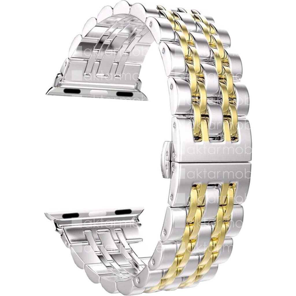 AktarMobile Apple Watch 10 / 11 42 mm Uyumlu Metal Kordon Premium Paslanmaz Çelik Kayış - Gold Akıllı Saat Aksesuarı Fiyatı