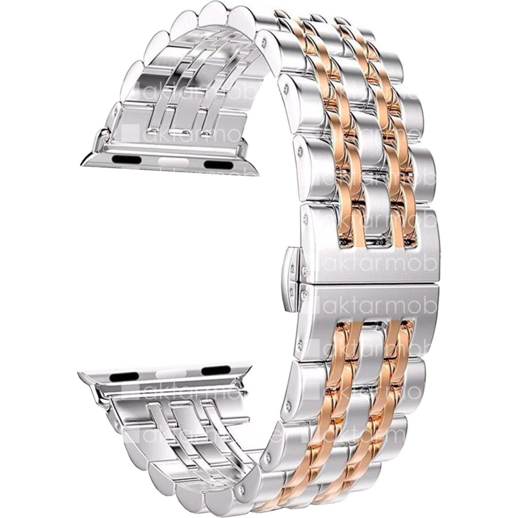 AktarMobile Apple Watch 10 / 11 42 mm Uyumlu Metal Kordon Premium Paslanmaz Çelik Kayış - Rose Gold Akıllı Saat Aksesuarı Fiyatı