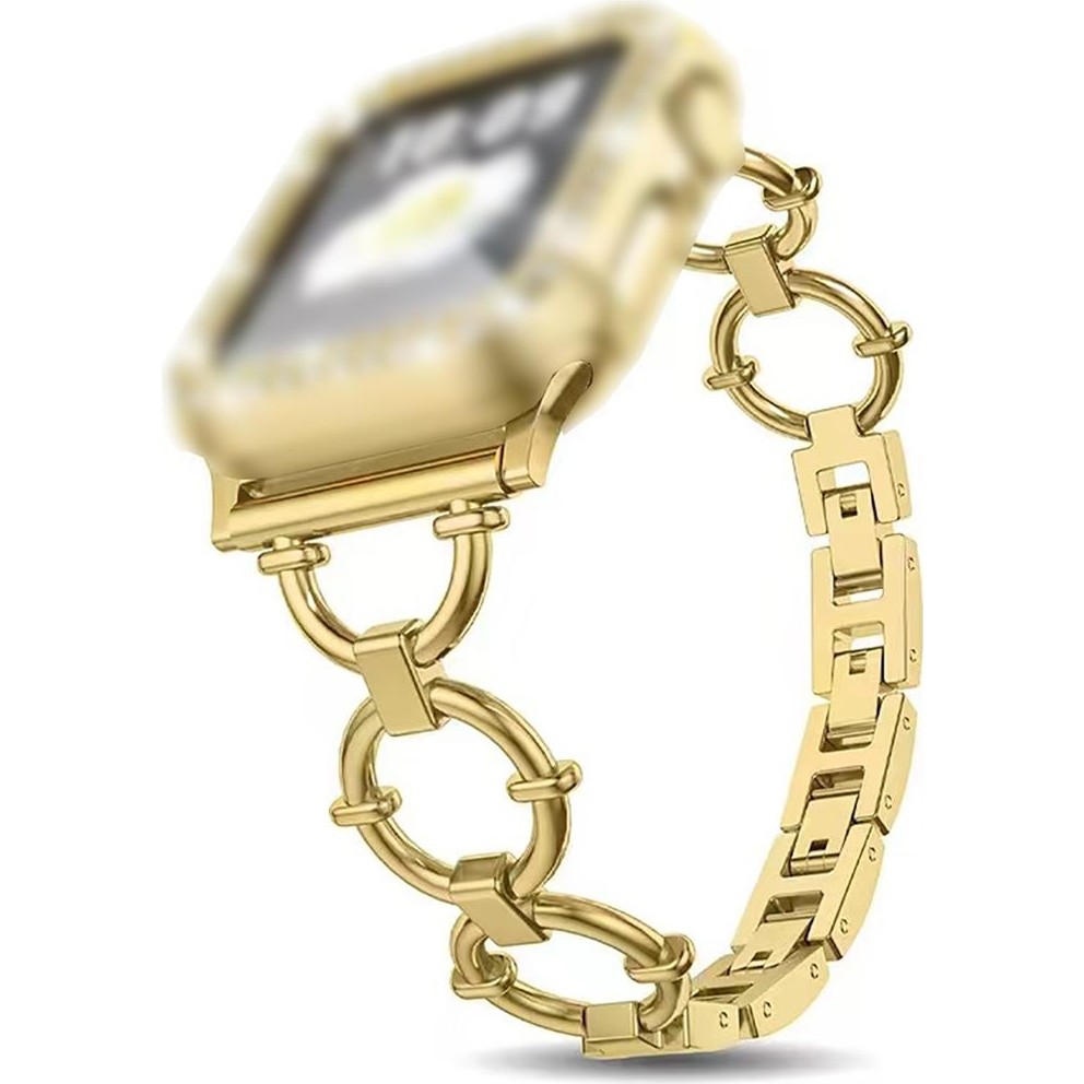 AktarMobile Apple Watch 10 / 11 42 mm Uyumlu Metal Kordon Şık Tasarım Luxury Style Kayış - Gold Akıllı Saat Aksesuarı Fiyatı