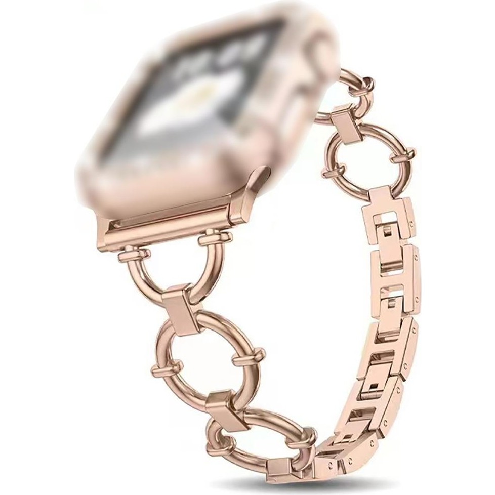 AktarMobile Apple Watch 10 / 11 42 mm Uyumlu Metal Kordon Şık Tasarım Luxury Style Kayış - Rose Gold Akıllı Saat Aksesuarı Fiyatı