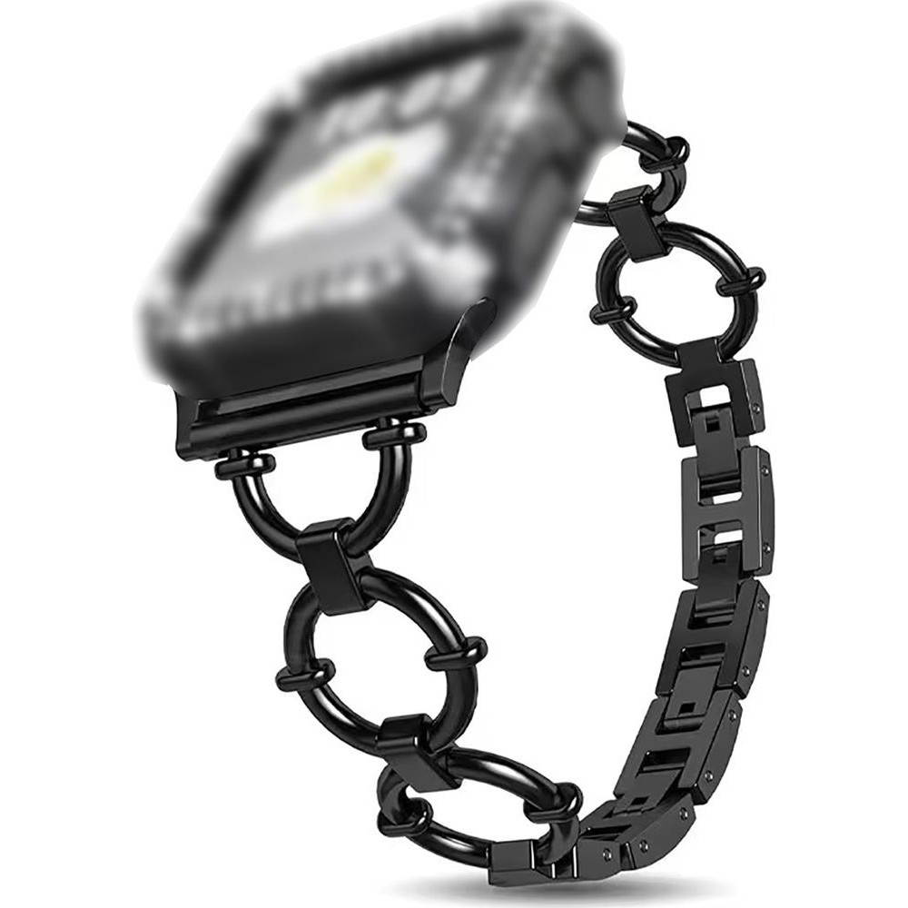 AktarMobile Apple Watch 10 / 11 42 mm Uyumlu Metal Kordon Şık Tasarım Luxury Style Kayış - Siyah Akıllı Saat Aksesuarı Fiyatı