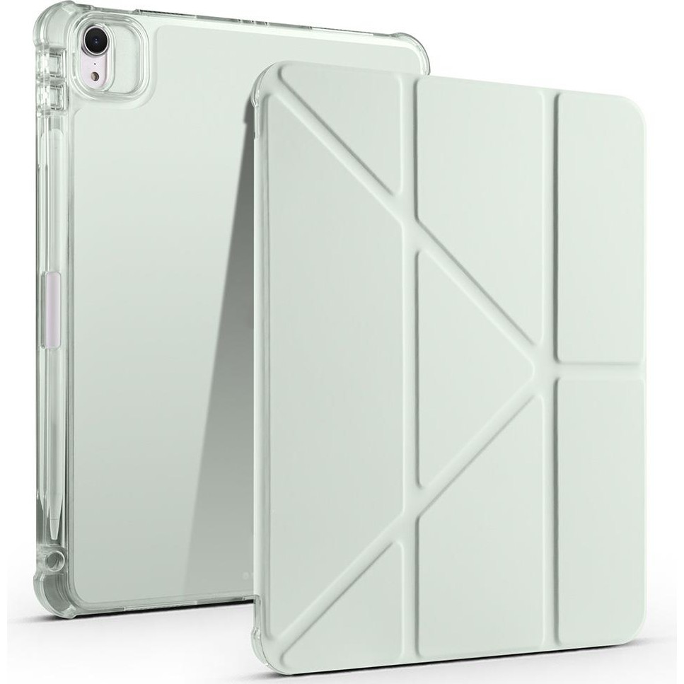 AktarMobile iPad Air 11 M2/M3/M4 2024/2025/2026 uyumlu Kılıf Kalem Bölmeli Kapaklı Trifold Standlı Akıllı Uyku Modu - Açık Yeşil - iPad Air 11 M2/M3 Tablet Kılıfı Fiyatı