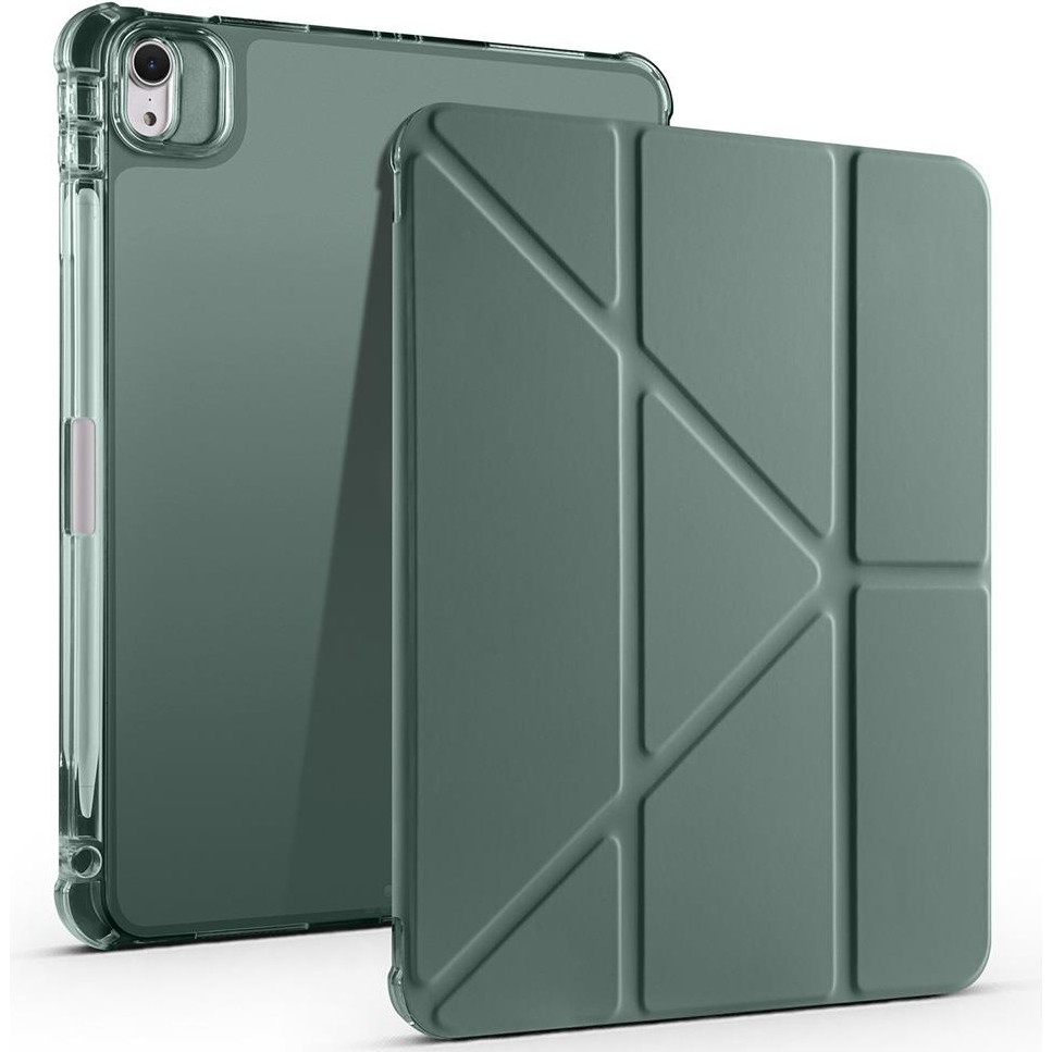 AktarMobile iPad Air 11 M2/M3/M4 2024/2025/2026 uyumlu Kılıf Kalem Bölmeli Kapaklı Trifold Standlı Akıllı Uyku Modu - Koyu Yeşil - iPad Air 11 M2/M3 Tablet Kılıfı Fiyatı