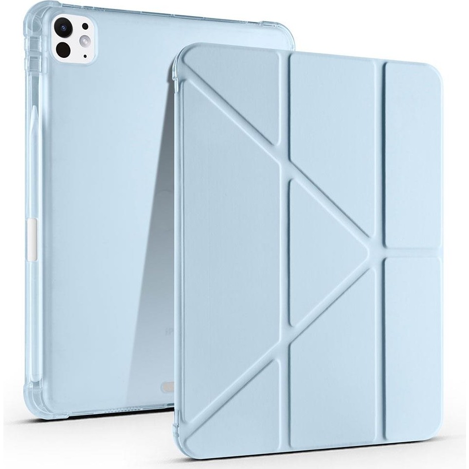AktarMobile iPad Pro 11 M4 2024 Uyumlu Kapaklı Kılıf Kalem Bölmeli Tri Fold Standlı Uyku Modlu Akıllı Kapak - Mavi Tablet Kılıfı Fiyatı