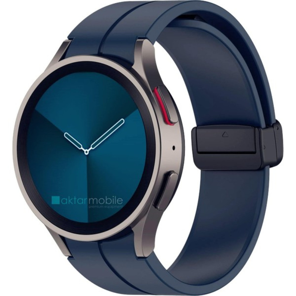 AktarMobile Samsung Galaxy Watch 4 40 44 mm Silikon Kordon Magnetik D Tokalı Spor Kayış Mıknatıslı Toka - Lacivert Giyilebilir Teknoloji Aksesuarları Fiyatı