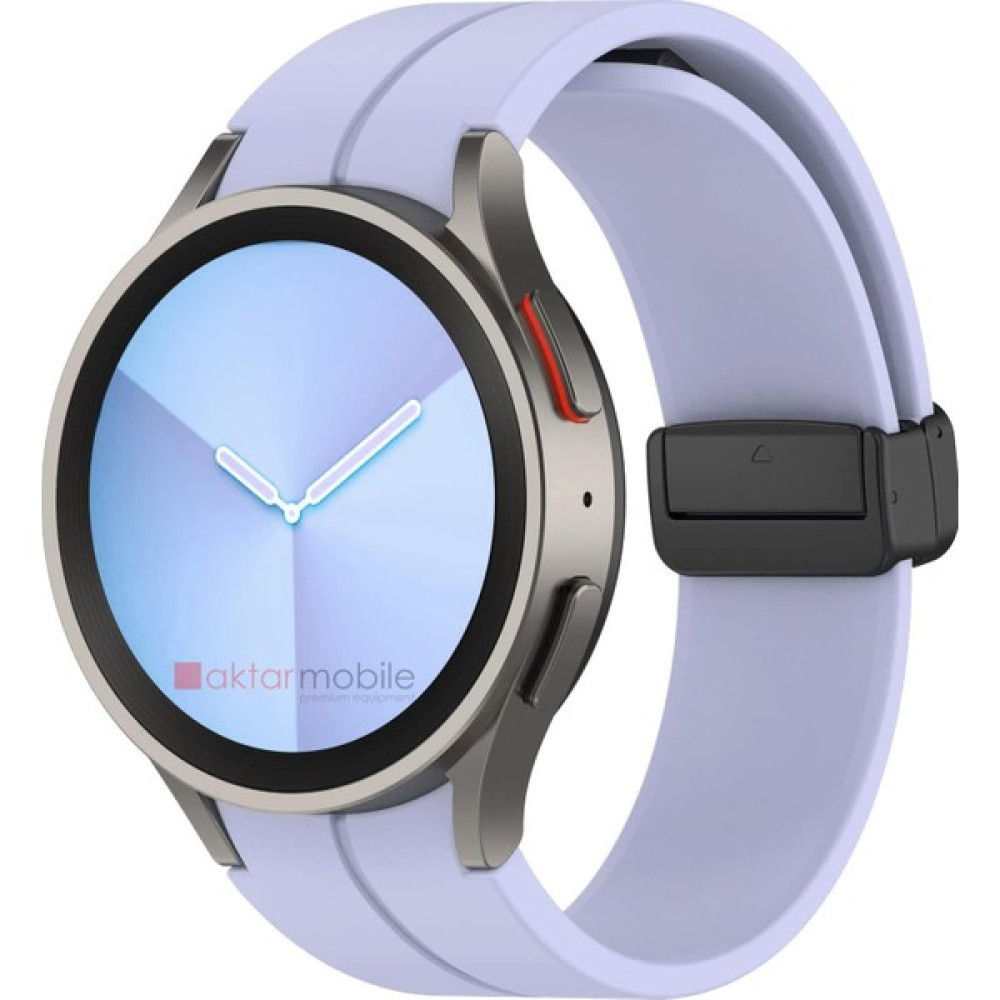 AktarMobile Samsung Galaxy Watch 4 40 44 mm Silikon Kordon Magnetik D Tokalı Spor Kayış Mıknatıslı Toka - Lila Giyilebilir Teknoloji Aksesuarları Fiyatı