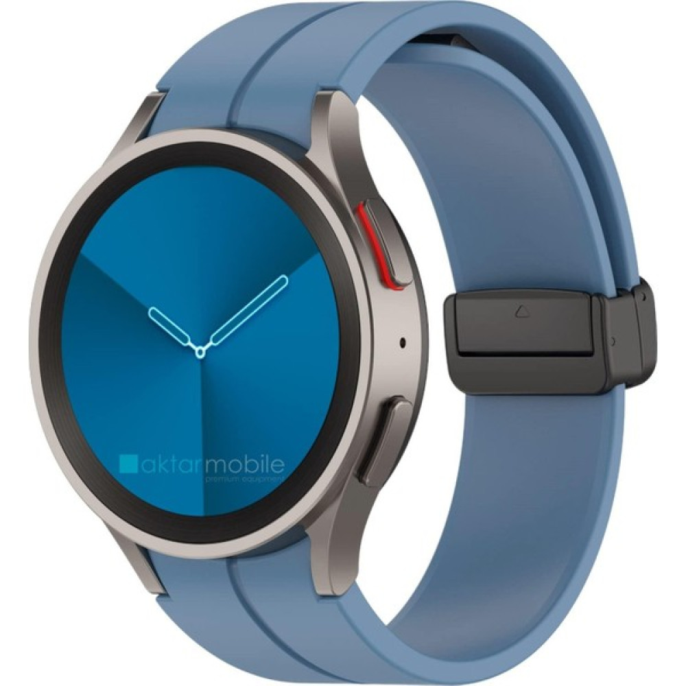AktarMobile Samsung Galaxy Watch 4 40 44 mm Silikon Kordon Magnetik D Tokalı Spor Kayış Mıknatıslı Toka - Mavi Giyilebilir Teknoloji Aksesuarları Fiyatı