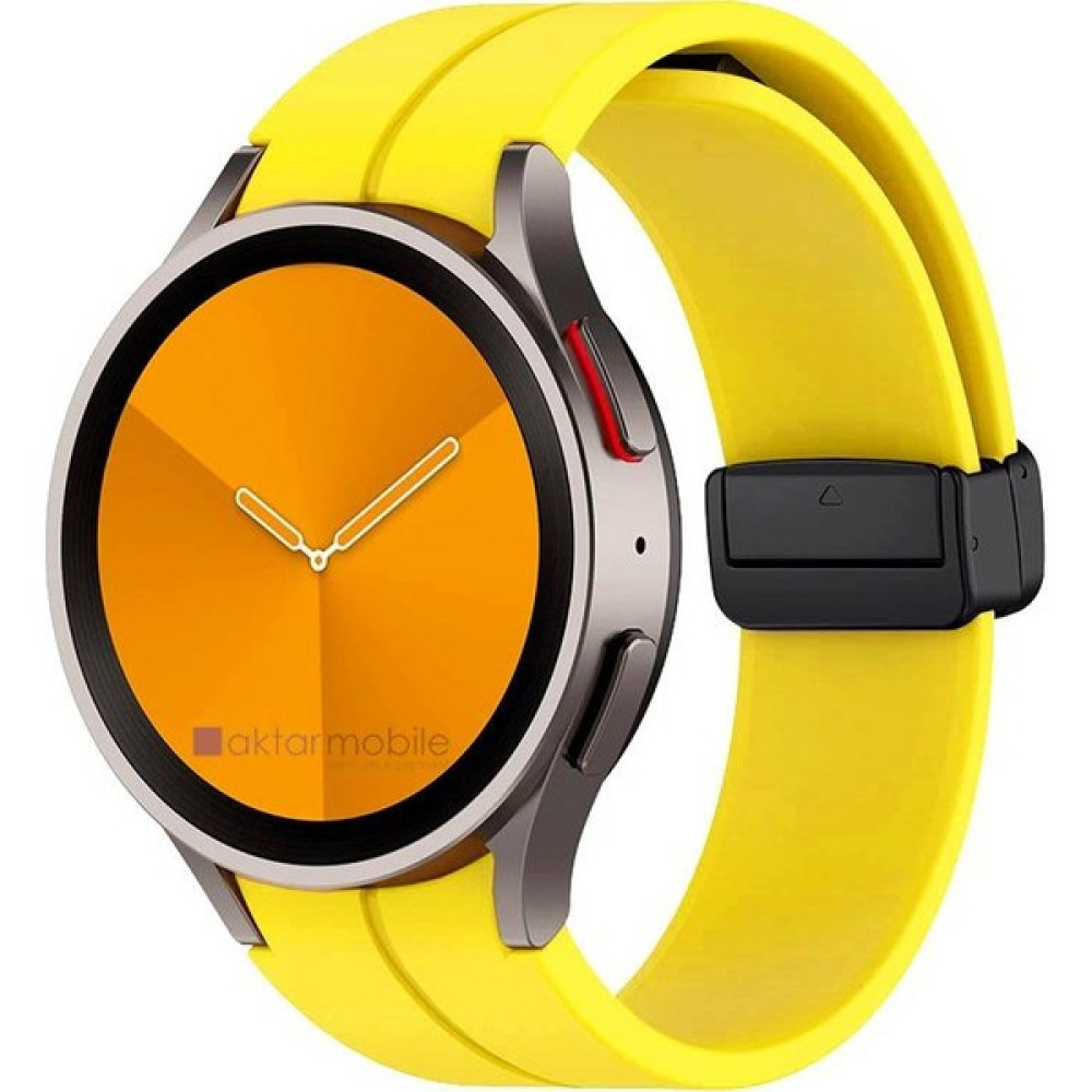 AktarMobile Samsung Galaxy Watch 4 40 44 mm Silikon Kordon Magnetik D Tokalı Spor Kayış Mıknatıslı Toka - Sarı Giyilebilir Teknoloji Aksesuarları Fiyatı