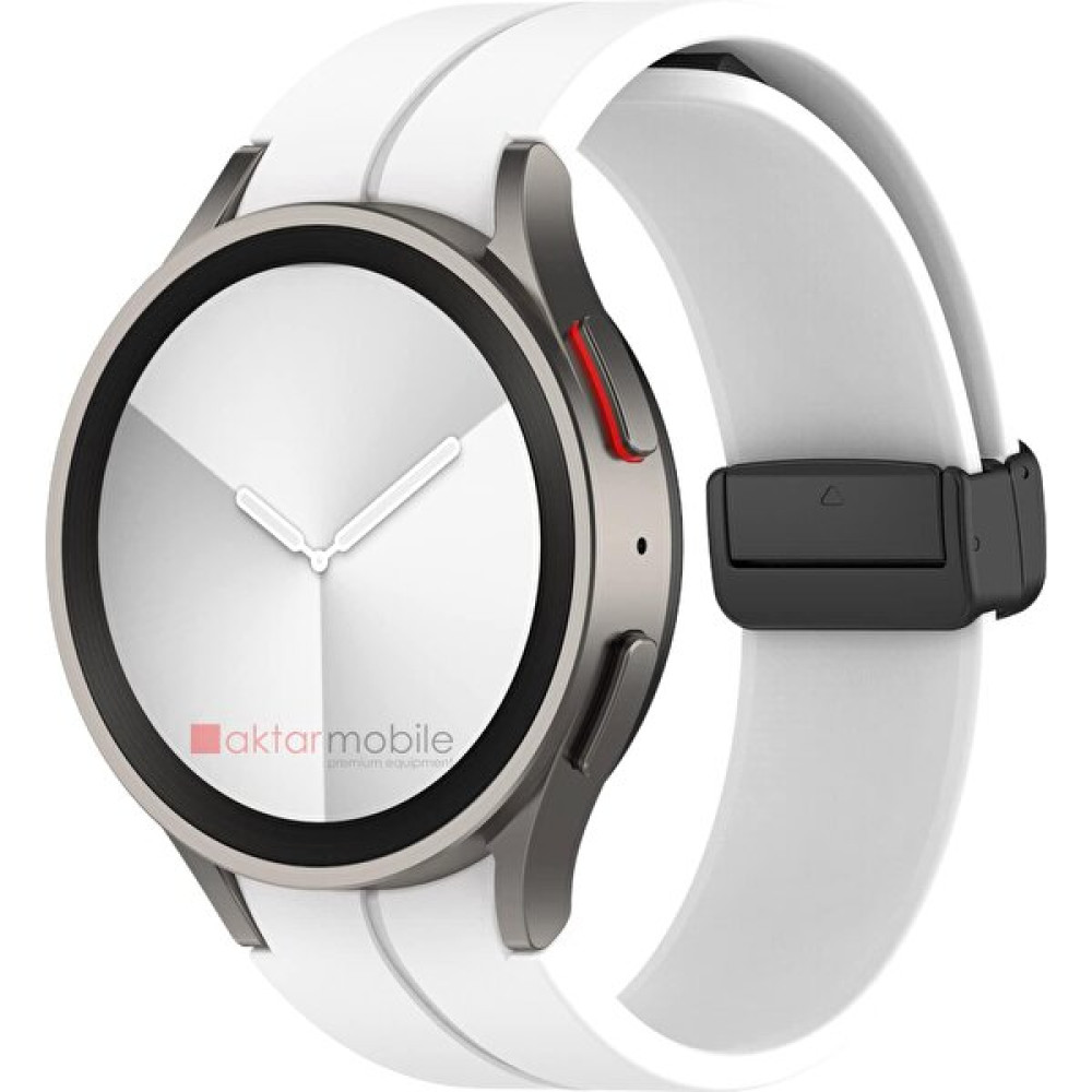 AktarMobile Samsung Galaxy Watch 4 Classic 42 46 mm Silikon Kordon Magnetik D Tokalı Spor Kayış Mıknatıslı Toka - Beyaz Giyilebilir Teknoloji Aksesuarları Fiyatı